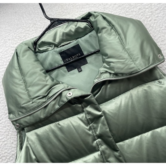 Talbots Jackets & Blazers - Talbots Puffer Vest Womens XL Petite Duck Down Green Metallic Futuristic Gorp